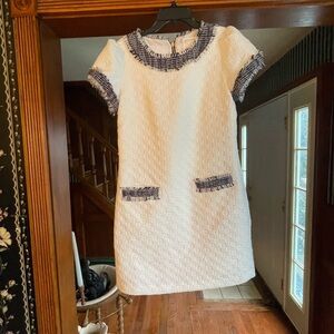 Sail to Sable Textured Mini Dress with Navy Accents